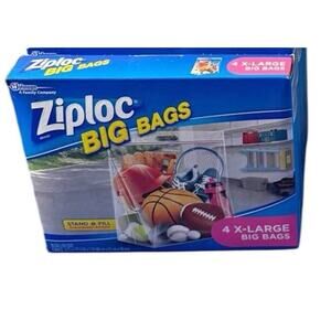 Ziploc Big Bag XL 10 Gallon Double Zipper Sturdy Handle 4 Bags